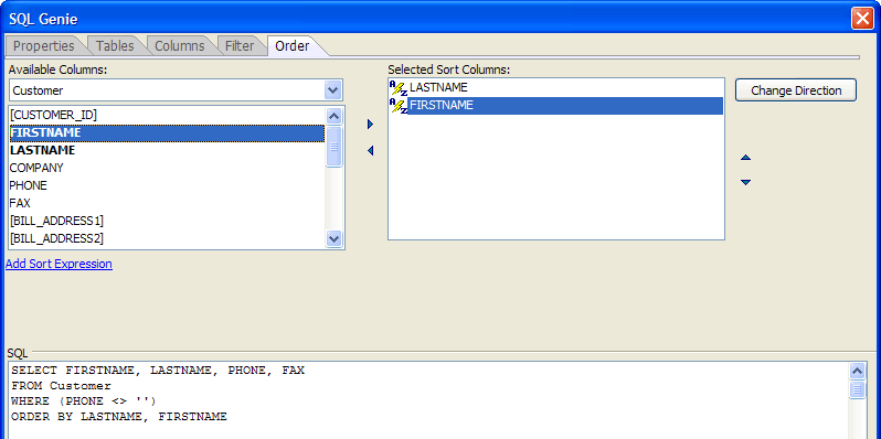 Cst Sql Genie Define Order